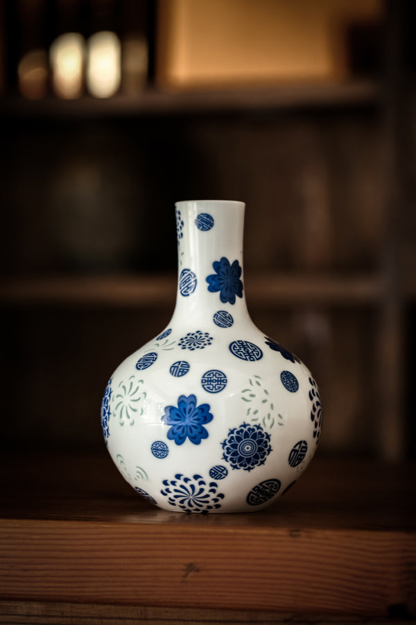Celestial Globe Blue-and-White Porcelain Vase