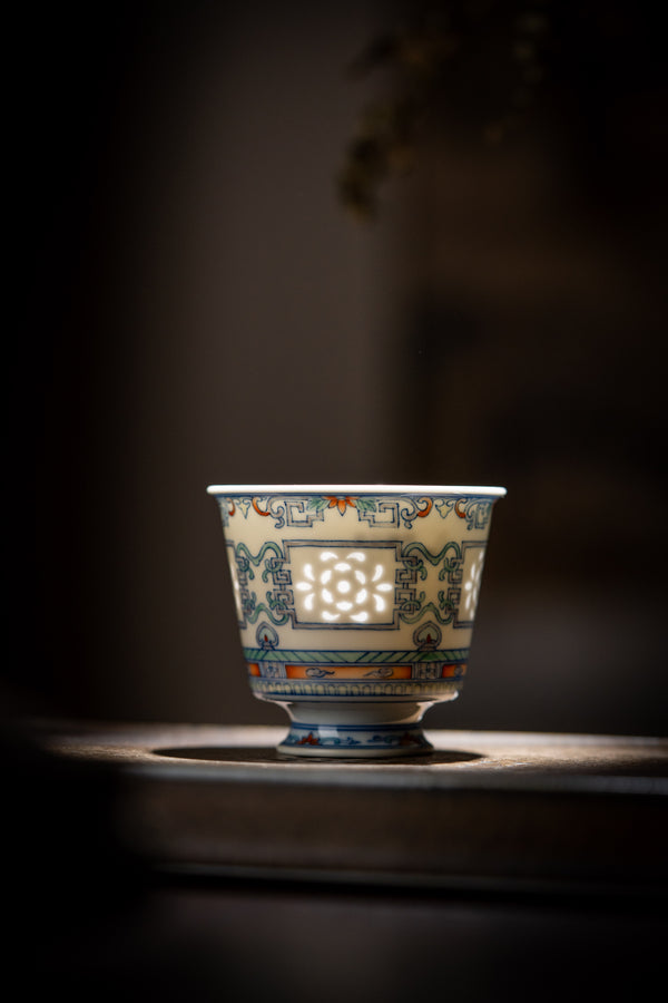 TENSI Kiln Qianlong Emperor Doucai "Orchid Palace" Goblet