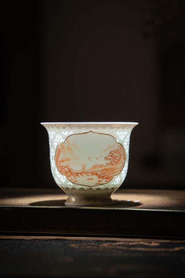TENSI Kiln Iron-Red 'Landscape Window' Teacup