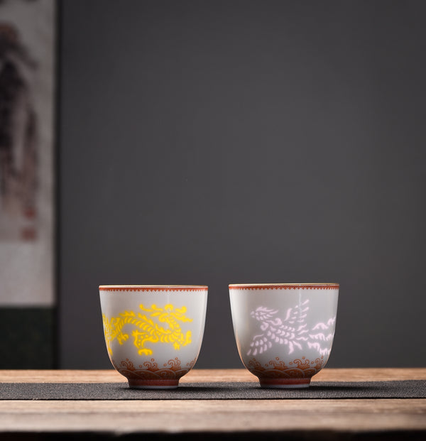 TENSI Kiln Luminous Dragon-Phoenix Pair Cups
