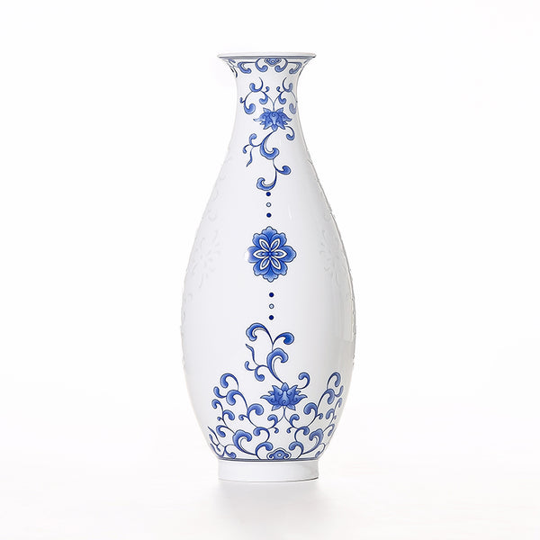 Blue and White Porcelain Willow Branch Vase