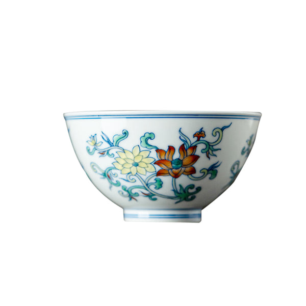 TENSI Kiln Doucai Twin-Lotus 'Chicken Heart' Cup
