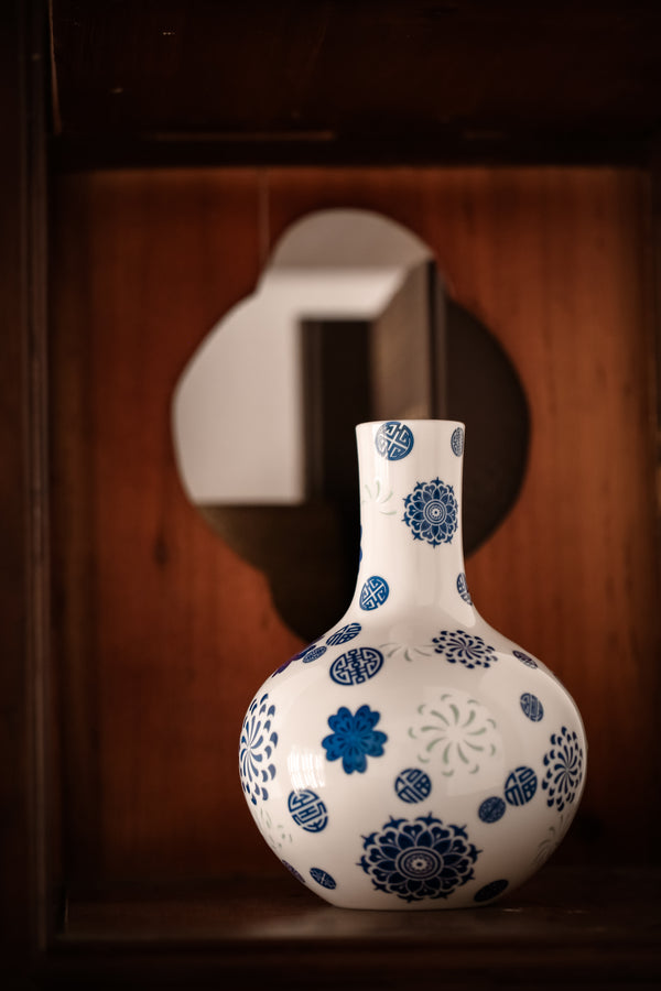 Celestial Globe Blue-and-White Porcelain Vase