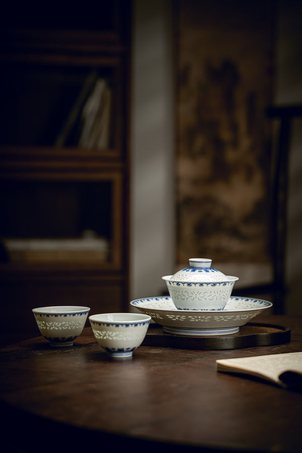 TENSI Kiln Lily Linglong Lidded Tea Bowl Set