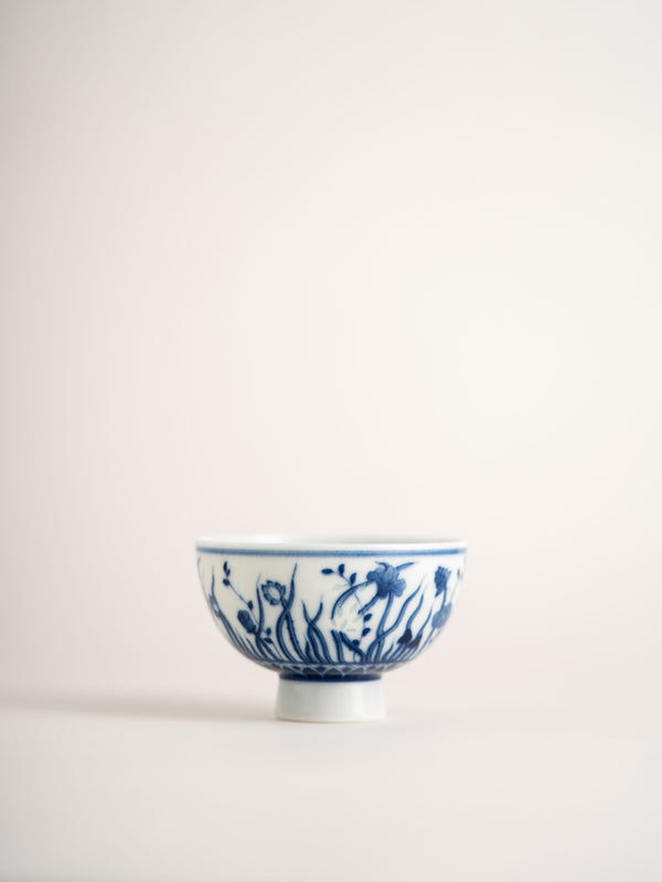 TENSI Kiln Blue-and-White Linglong Aquatic Stem Cup