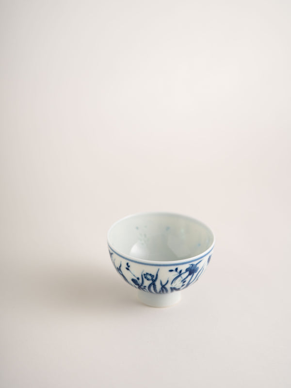 TENSI Kiln Blue-and-White Linglong Aquatic Stem Cup