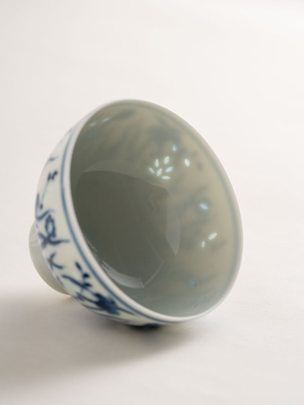 TENSI Kiln Blue-and-White Linglong Aquatic Stem Cup