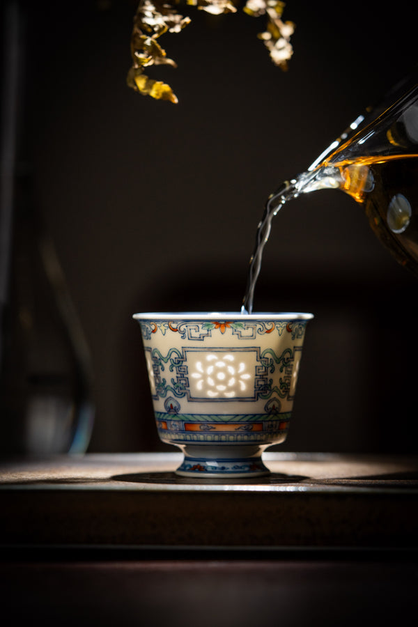 TENSI Kiln Qianlong Emperor Doucai "Orchid Palace" Goblet