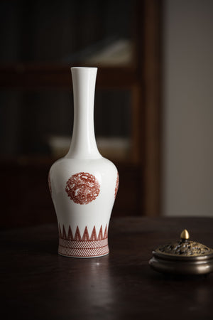 Underglaze Red Coiled Dragon 'Bell' Vase