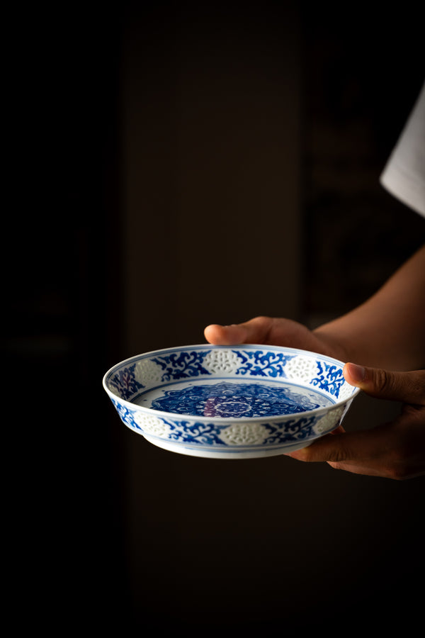 TENSI Kiln Treasure-Flower Motif Teapot Tray