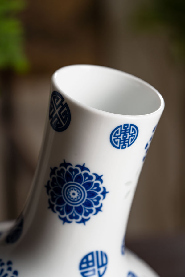 Celestial Globe Blue-and-White Porcelain Vase