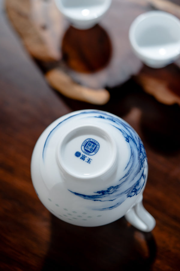 Blue and White Porcelain Twin-Pines Wine Set