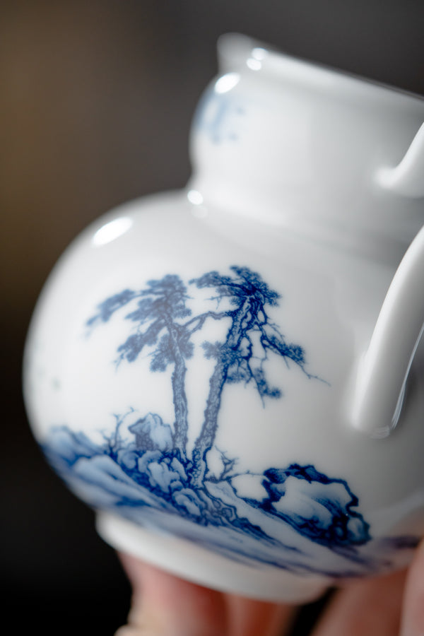 Blue and White Porcelain Twin-Pines Wine Set