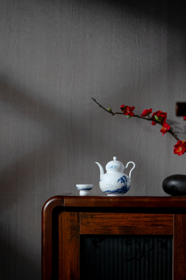 Blue and White Porcelain Twin-Pines Wine Set