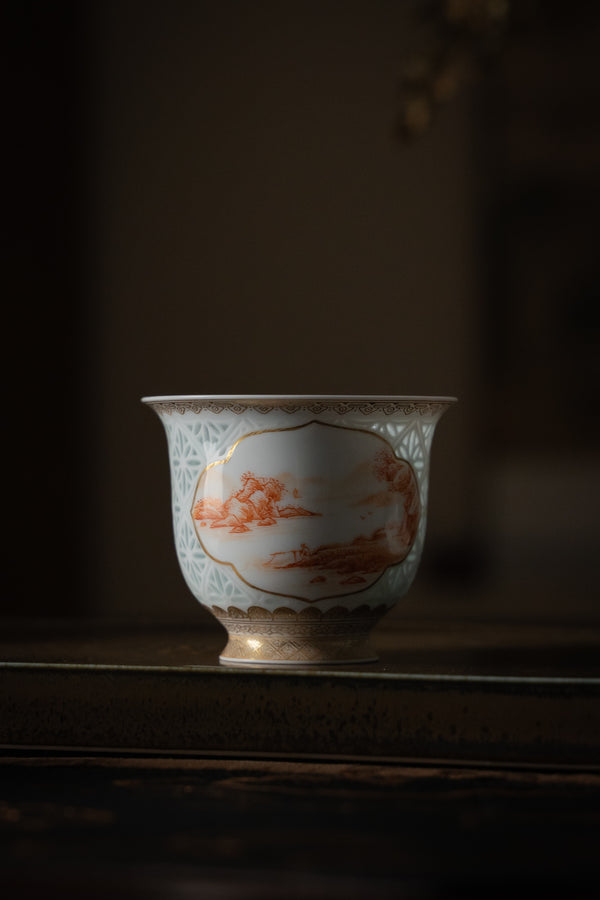 TENSI Kiln Iron-Red 'Landscape Window' Teacup