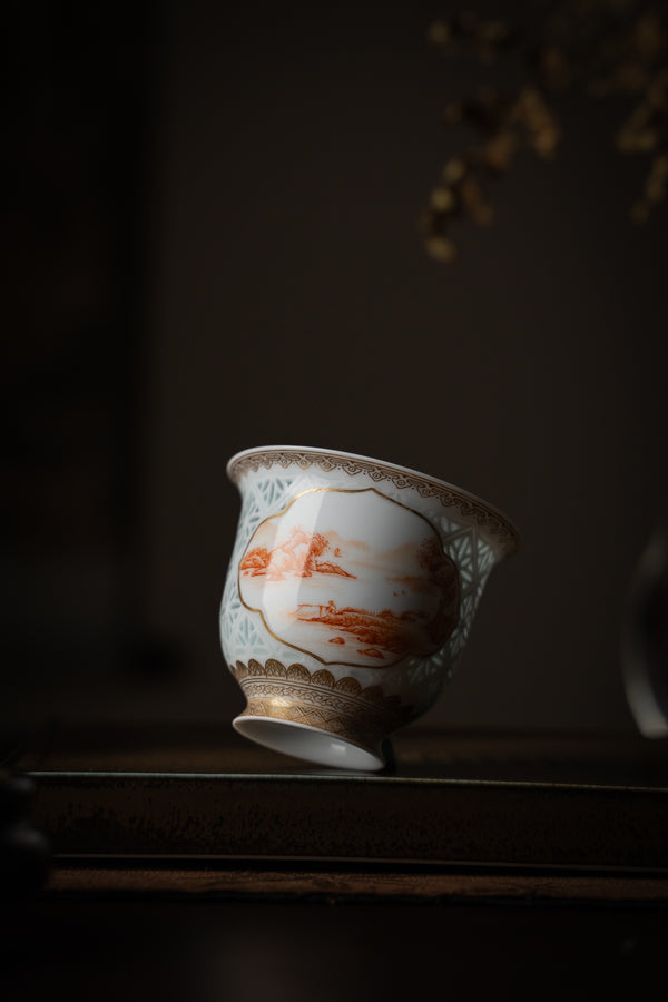 TENSI Kiln Iron-Red 'Landscape Window' Teacup