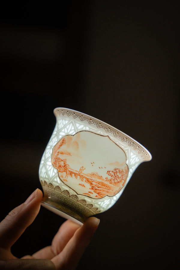 TENSI Kiln Iron-Red 'Landscape Window' Teacup