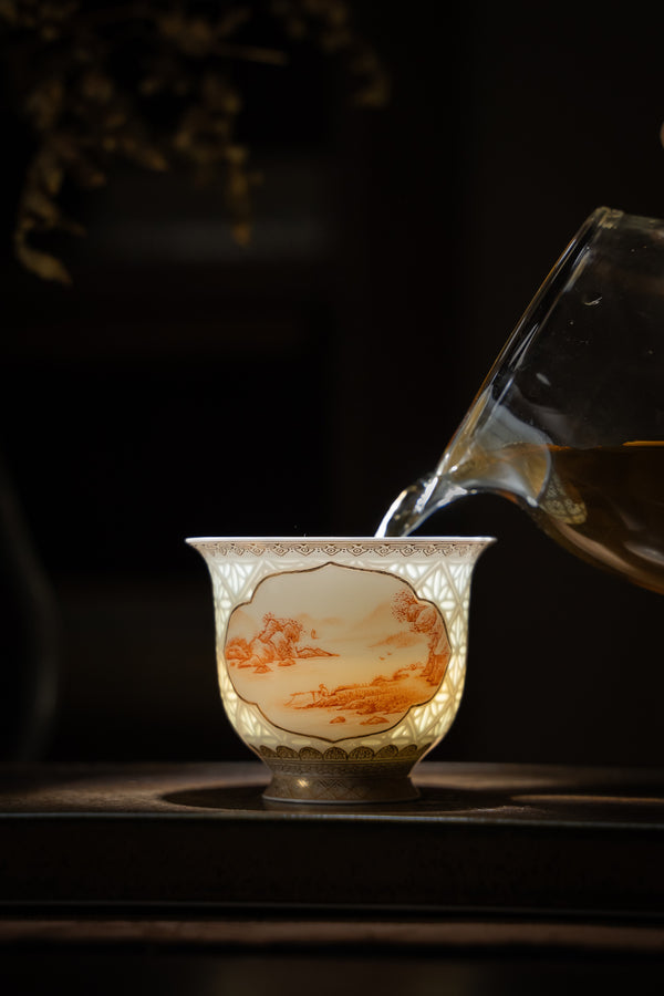 TENSI Kiln Iron-Red 'Landscape Window' Teacup