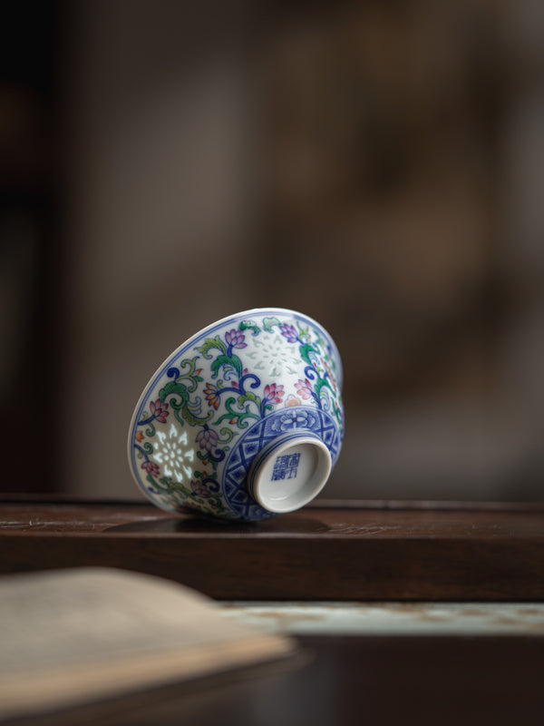 TENSI Kiln Twin Lotus Blossom Bowl Cup