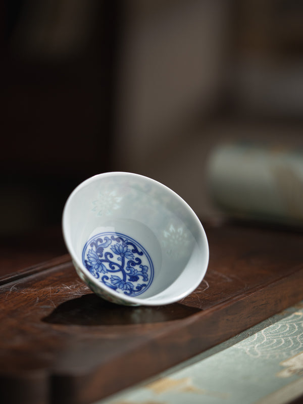 TENSI Kiln Twin Lotus Blossom Bowl Cup