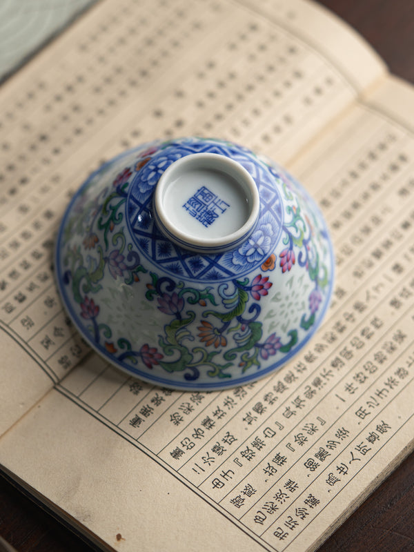 TENSI Kiln Twin Lotus Blossom Bowl Cup