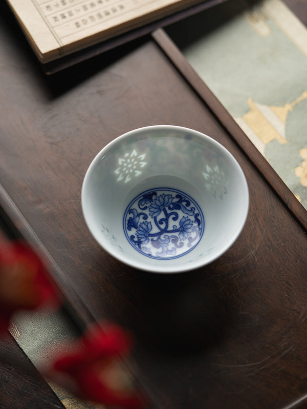 TENSI Kiln Twin Lotus Blossom Bowl Cup