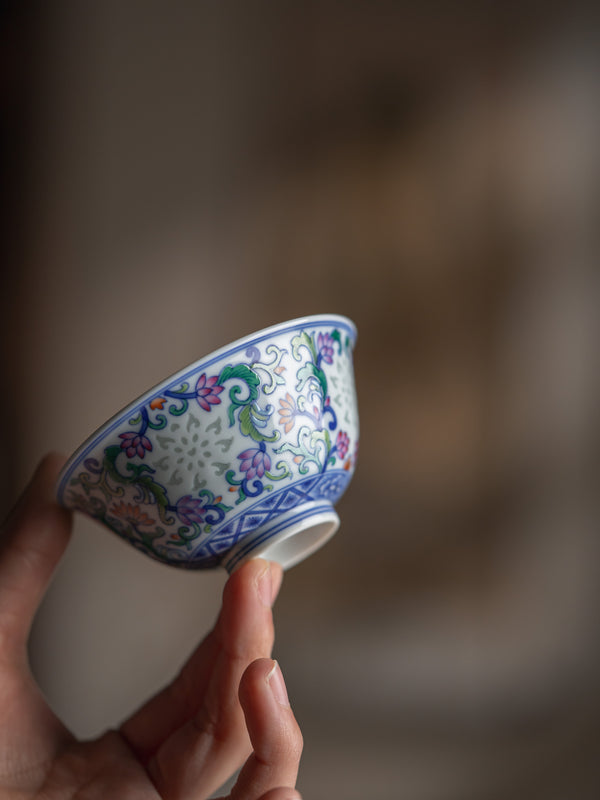 TENSI Kiln Twin Lotus Blossom Bowl Cup