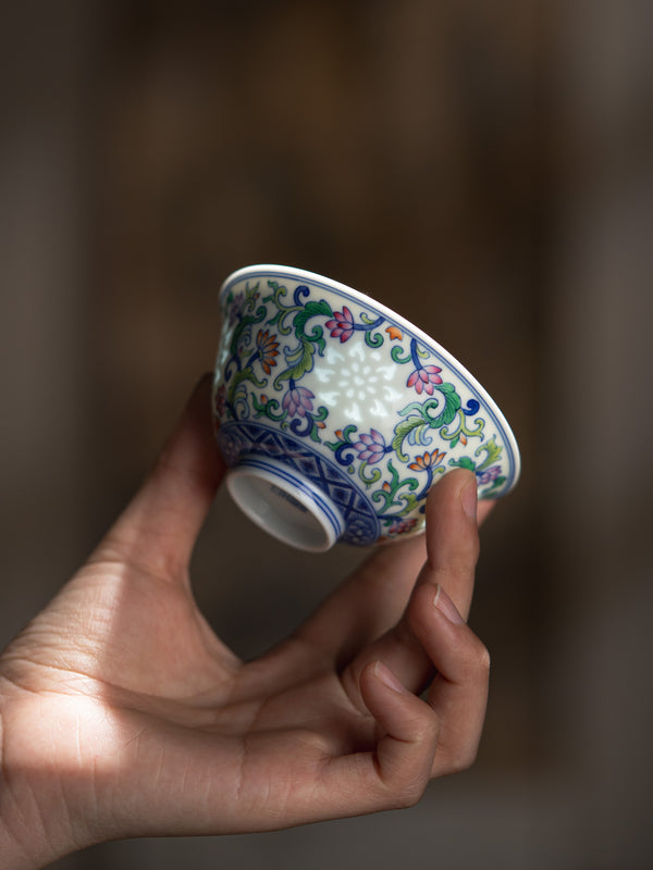 TENSI Kiln Twin Lotus Blossom Bowl Cup