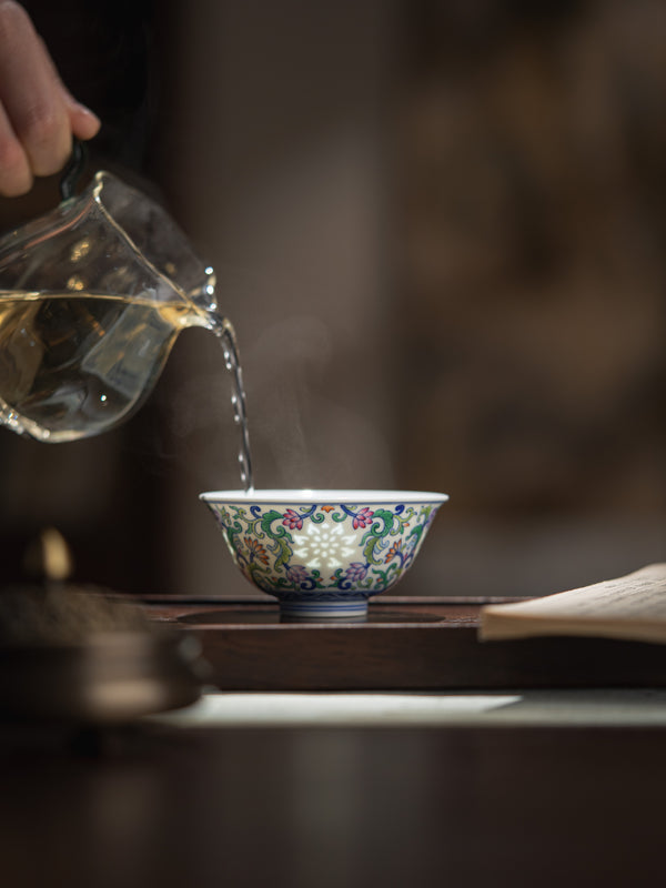 TENSI Kiln Twin Lotus Blossom Bowl Cup