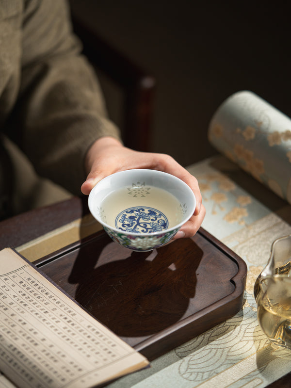 TENSI Kiln Twin Lotus Blossom Bowl Cup