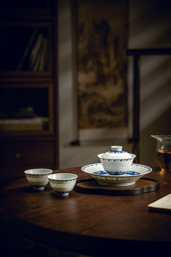 TENSI Kiln Lily Linglong Lidded Tea Bowl Set