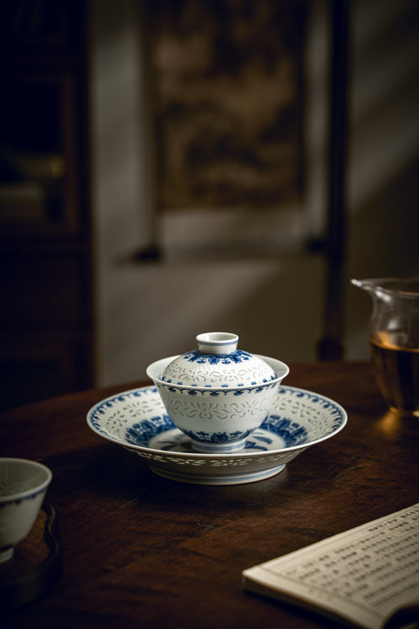 TENSI Kiln Lily Linglong Lidded Tea Bowl Set