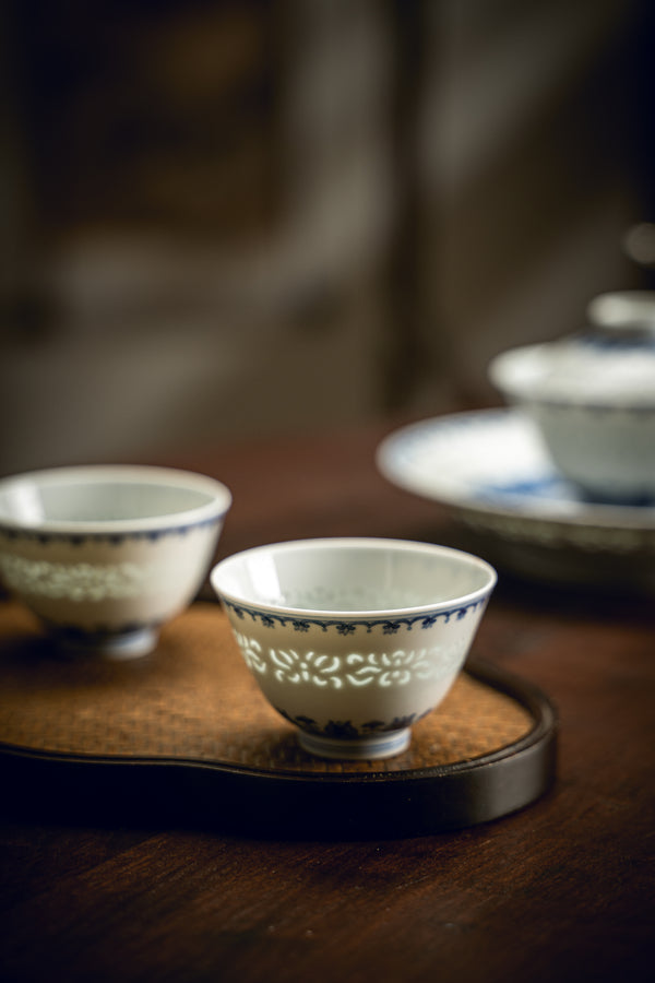 TENSI Kiln Lily Linglong Lidded Tea Bowl Set