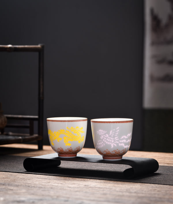 TENSI Kiln Luminous Dragon-Phoenix Pair Cups