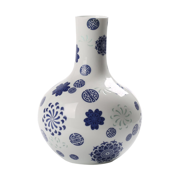 Celestial Globe Blue-and-White Porcelain Vase